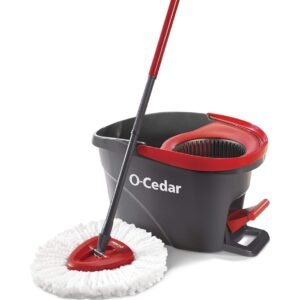 O-Cedar EasyWring Microfiber Spin Mop, Bucket Floor Cleaning System, Red, Gray