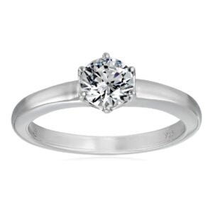 Amazon Collection Sterling Silver Solitaire Ring set with Round Infinite Elements Cubic Zirconia