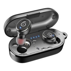 TOZO T10 Bluetooth 5.3 Wireless Earbuds with Wireless Charging Case IPX8 Waterproof Stereo Headphones in Ear Built in Mic Headset Premium Sound with Deep Bass for Sport Black (2022 Upgraded)
