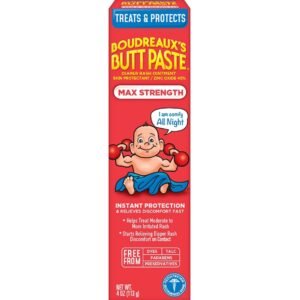 Boudreaux's Butt Paste Maximum Strength Diaper Rash Cream, Ointment for Baby, 4 oz Tube