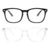 livho 2 Pack Blue Light Blocking Glasses, Computer Reading/Gaming/TV/Phones Glasses for Women Men,Anti Eyestrain & UV Glare (Light Black+Clear)